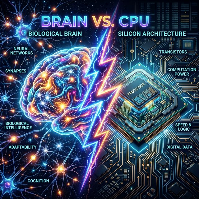 Menschliches Gehirn vs. Computer-Chip